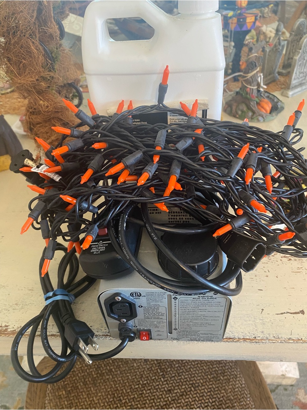 Black and Orange LED String Lights with Power Adapter